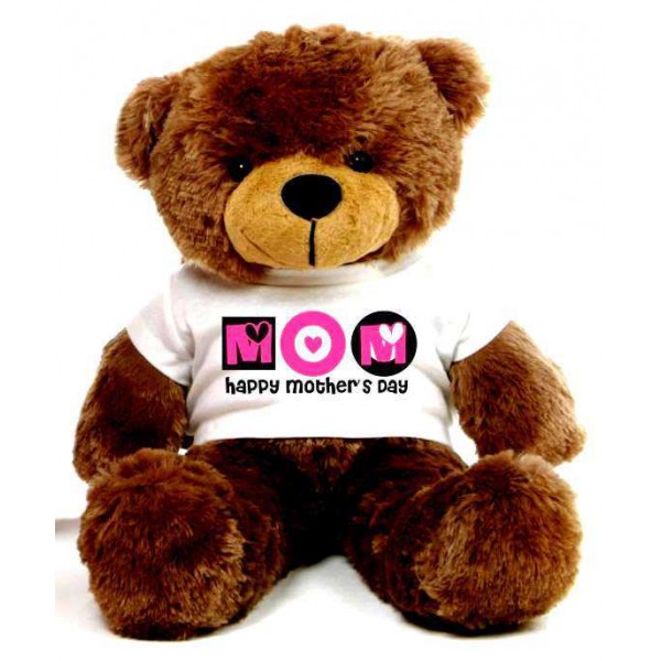 2 feet big brown teddy bear wearing a Mother's Day T-shirt